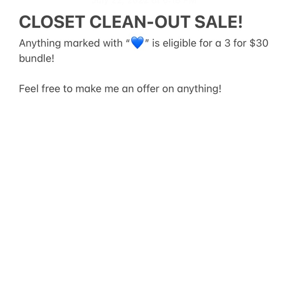 💙 3/$30 Closet clean-out sale!!
